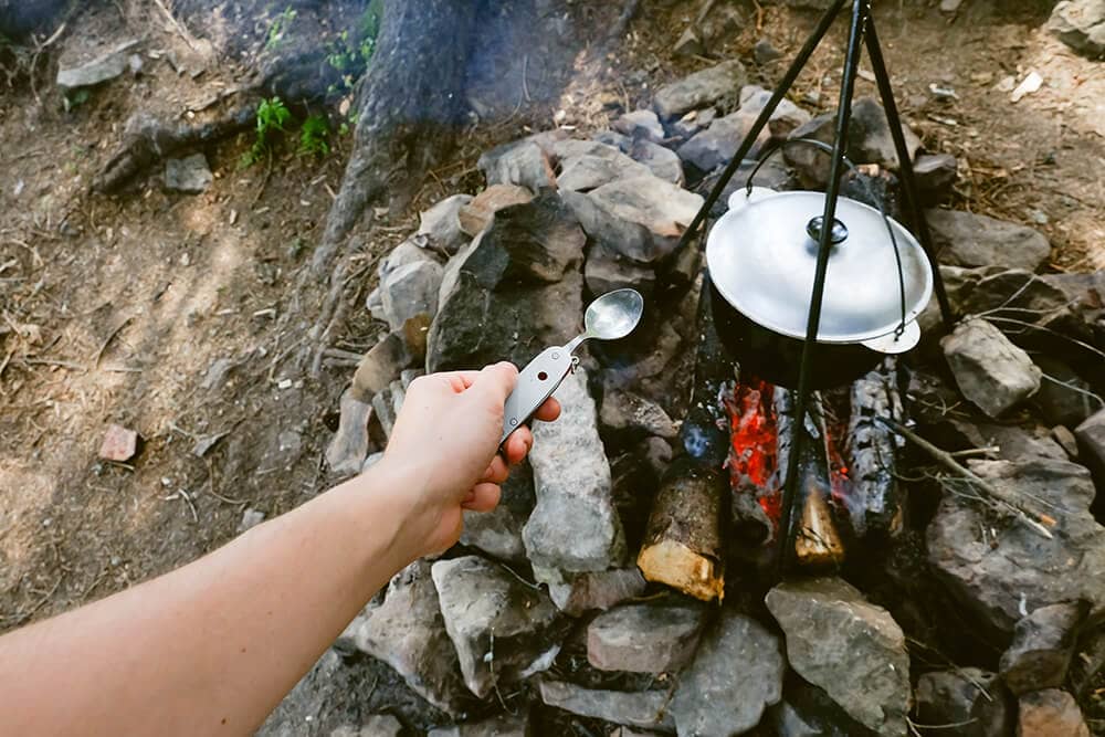Learning how to make a campfire and cook is fun