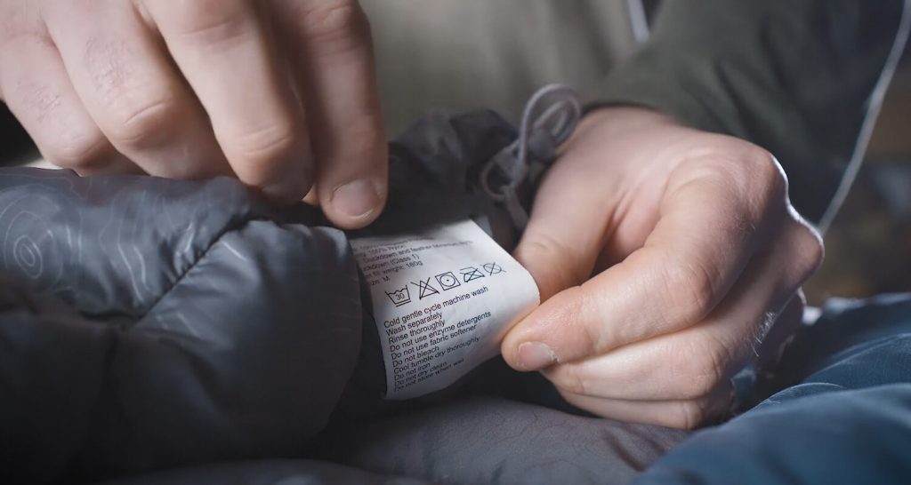 Read the down jacket care instructions label before washing