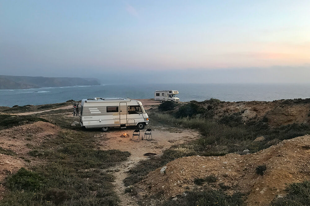 Two campers dry camping